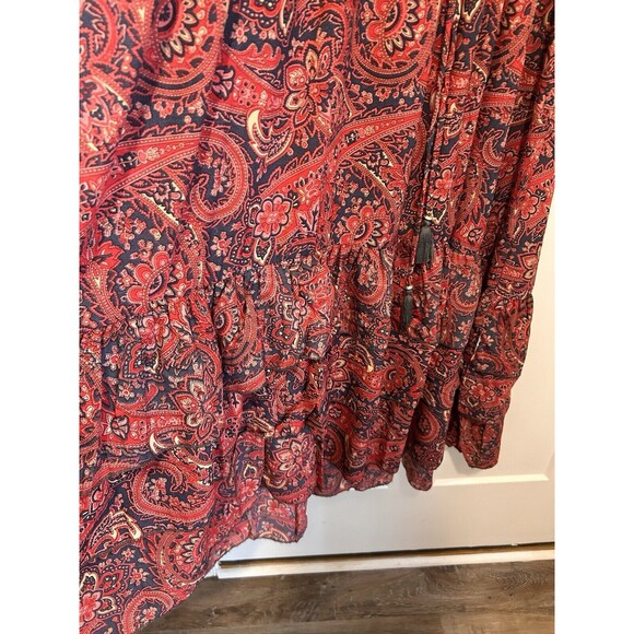 Women’s V Neck Boho Paisley Maxi Dress Size Large Whimsy Teacher Modest Holiday - Picture 8 of 10
